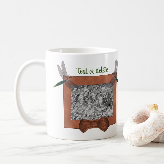 Cute Dragonflies Personalised Photo Frame  Coffee Mug (With Donut)