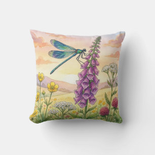 Cute Dragonfly and Flowers Tiny Insects Cushion