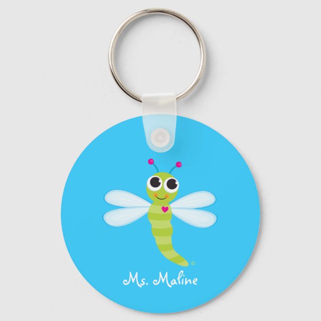 Cute Dragonfly Keychain - Personalised (Front)
