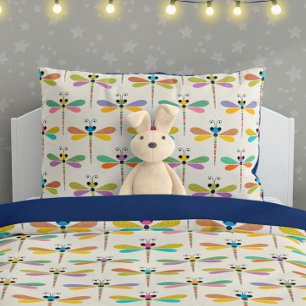 Cute Dragonfly Pattern on Cream Pillowcase