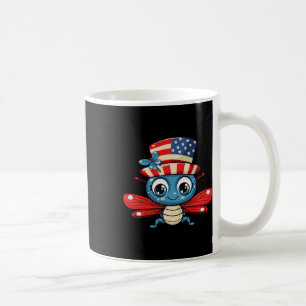 Cute Dragonfly Usa Flag 4th Of July Coffee Mug