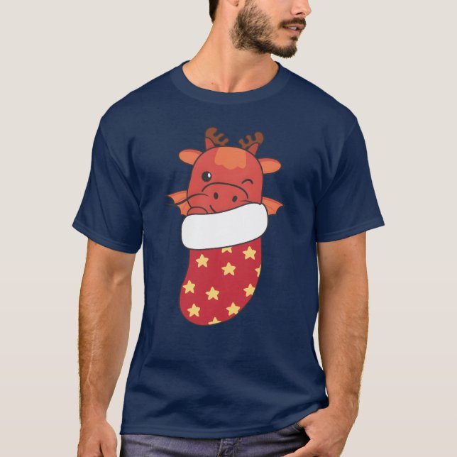 Cute Dragons In Christmas Stockings For Christmas  T-Shirt (Front)