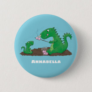 Cute dragons roasting marshmallows cartoon 6 cm round badge