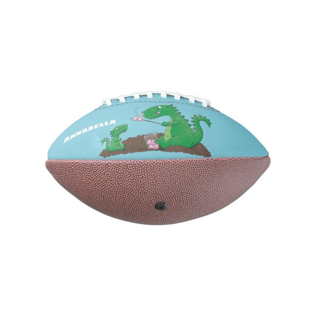 Cute dragons roasting marshmallows cartoon american football (Rotated 270)