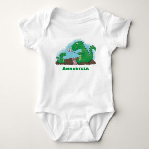 Cute dragons roasting marshmallows cartoon baby bodysuit