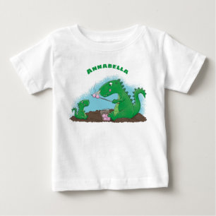 Cute dragons roasting marshmallows cartoon baby T-Shirt