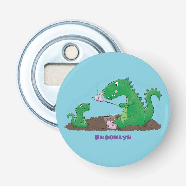Cute dragons roasting marshmallows cartoon bottle opener (Front)