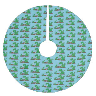 Cute dragons roasting marshmallows cartoon brushed polyester tree skirt