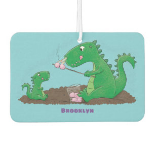 Cute dragons roasting marshmallows cartoon  car air freshener