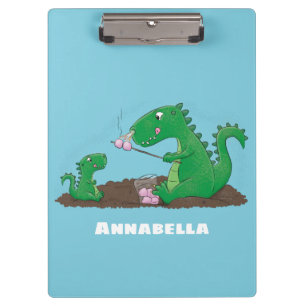 Cute dragons roasting marshmallows cartoon clipboard