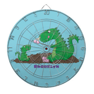 Cute dragons roasting marshmallows cartoon dartboard