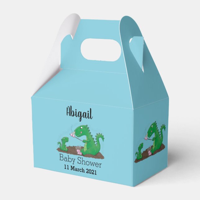 Cute dragons roasting marshmallows cartoon favour box (Front Side)