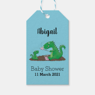 Cute dragons roasting marshmallows cartoon gift tags