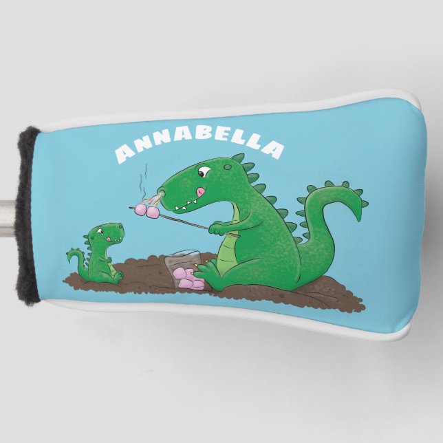 Cute dragons roasting marshmallows cartoon golf head cover (Front)