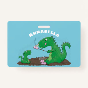 Cute dragons roasting marshmallows cartoon ID badge