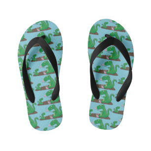 Cute dragons roasting marshmallows cartoon kid's flip flops
