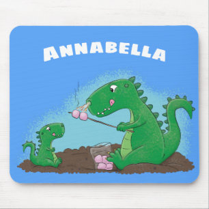 Cute dragons roasting marshmallows cartoon mouse mat