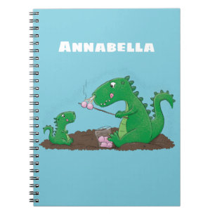Cute dragons roasting marshmallows cartoon notebook