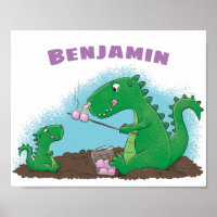 Cute dragons roasting marshmallows cartoon
