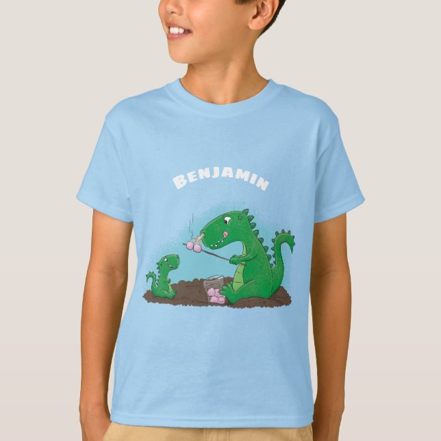 Cute dragons roasting marshmallows cartoon T-Shirt (Front)