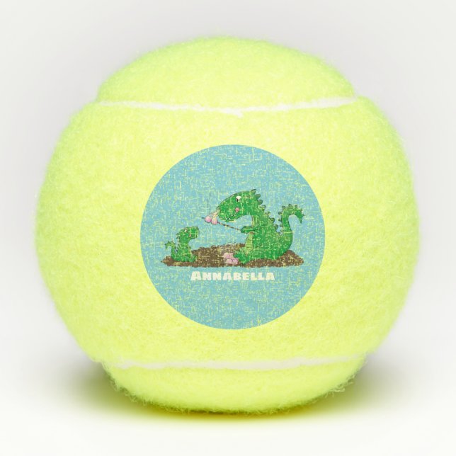 Cute dragons roasting marshmallows cartoon tennis balls (Front)