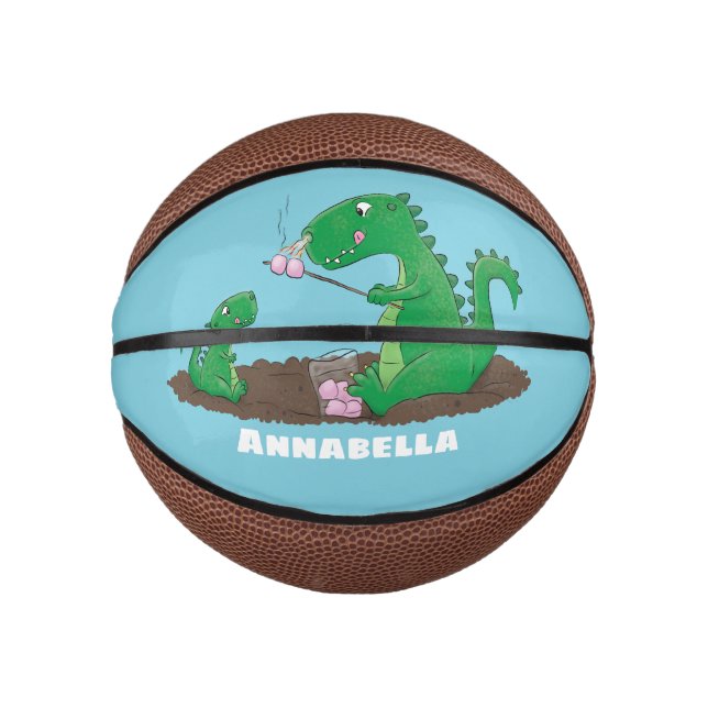 Cute dragons roasting marshmallows mini basketball (Front)
