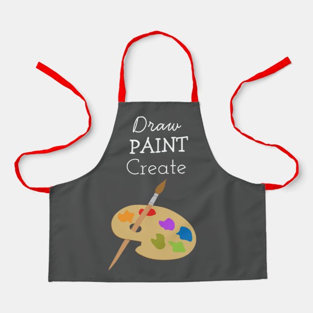 Cute draw paint create art pattern kids apron (Front)