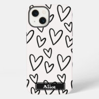 cute drawing black white heart love personalised