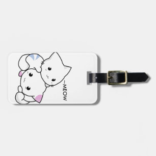 Cute Drawing of Boy and Girl Kitten in Love Luggage Tag