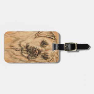 Cute Drawing of White Labrador Dog Luggage Tag
