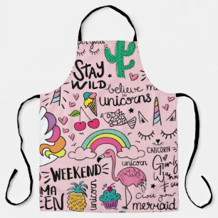 Cute drawings on pink seamless repeating pattern t apron