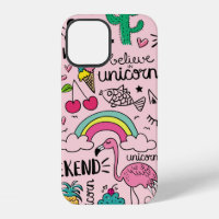 Cute drawings on pink seamless repeating pattern t