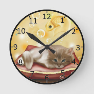 Cute Dream Kitten Round Clock