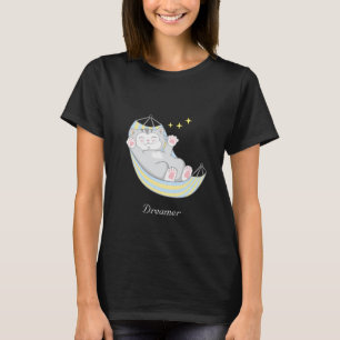 Cute Dreamer Kitty Cat in Hammock T-Shirt