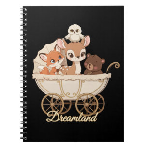 Cute Dreamland Woodland Animals Baby Fox, Deer Notebook