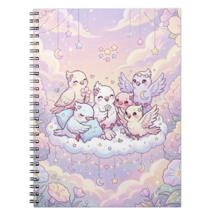Cute Dreamy Bird Friends Spiral Notebook