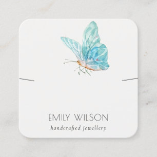Cute Dreamy Blue Aqua Butterfly Earring Display Square Business Card