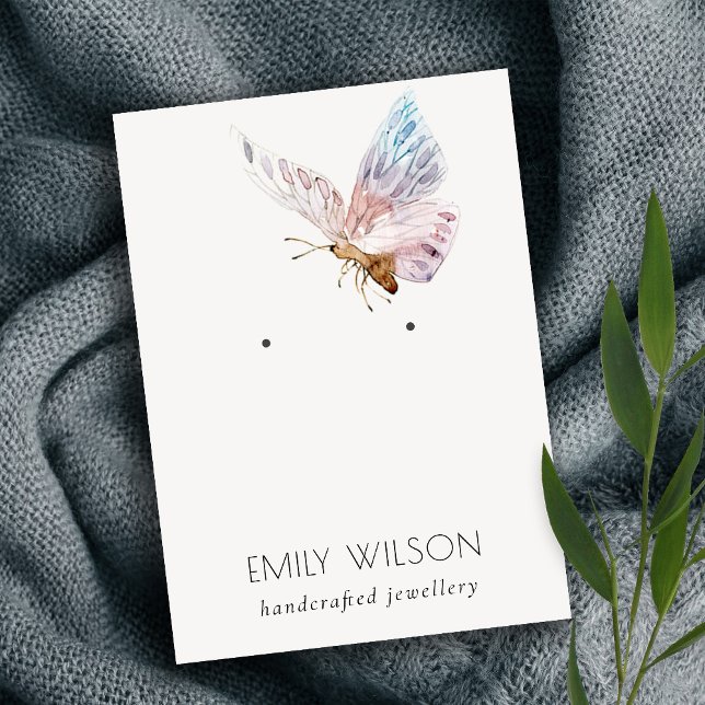 Cute Dreamy Blush Aqua Butterfly Earring Display Business Card (Creator Uploaded)