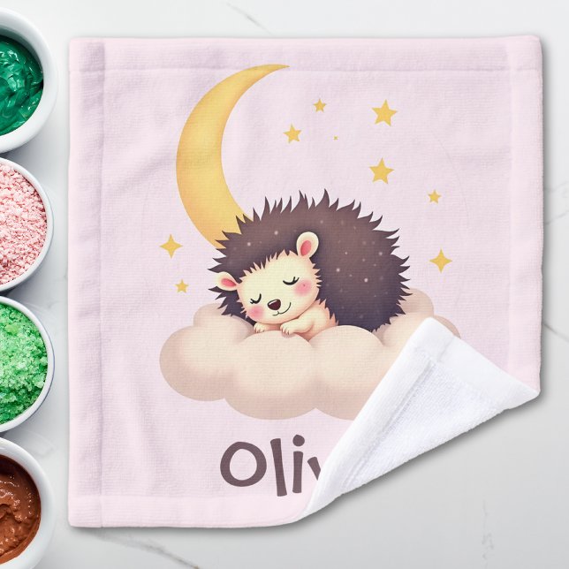 Cute Dreamy Hedgehog Personalised Wash Cloth (Creator Uploaded)