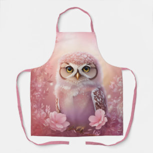 Cute Dreamy Pink Burrowing Owl  Apron