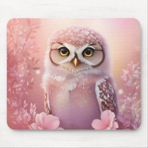 Cute Dreamy Pink Burrowing Owl  Mouse Mat