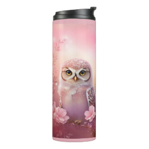 Cute Dreamy Pink Burrowing Owl  Thermal Tumbler