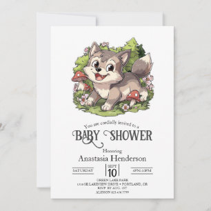 Cute Dreamy Wolf Baby Shower Invitation