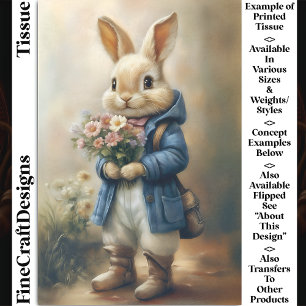 Cute Dressed Bunny Rabbit, Flowers CW5L Decoupage Tissue Paper