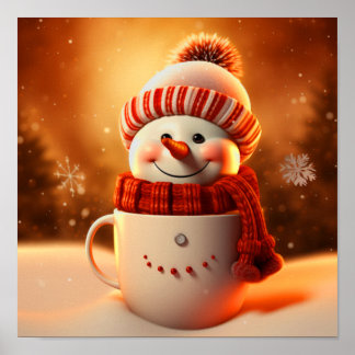 Cute Dressed Snowman  Poster