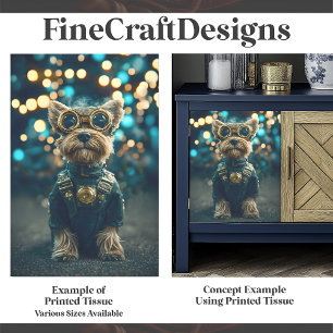 Cute Dressed Yorkshire Terrier Dog F8 Decoupage Tissue Paper