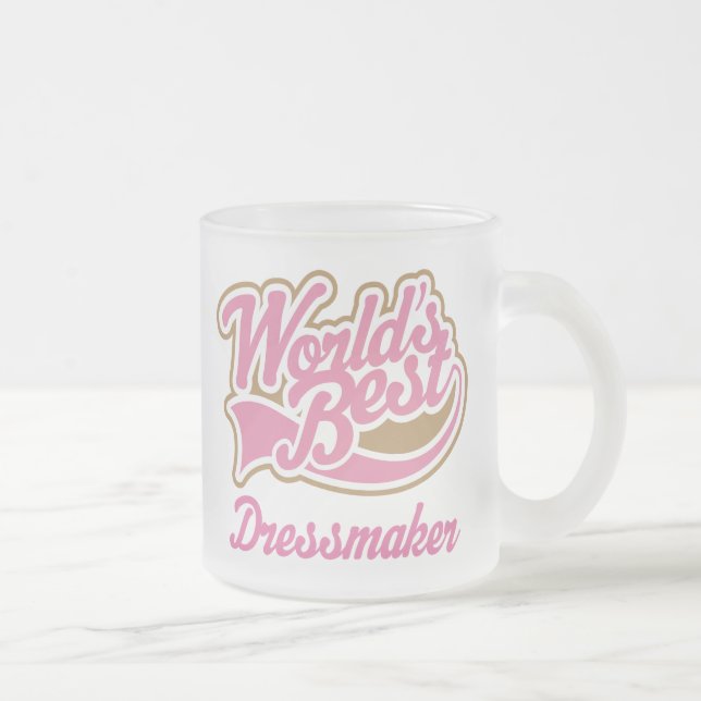 Cute Dressmaker Frosted Glass Coffee Mug (Right)