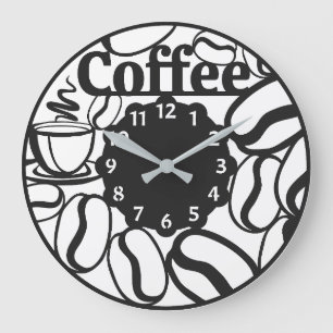 Cute Drink Coffee Large Clock