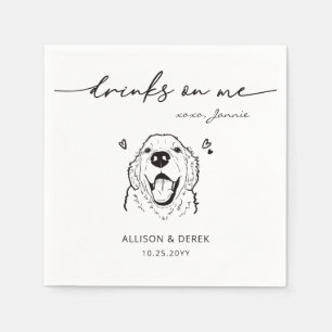 Cute Drinks on Me Golden Retriever Dog Wedding Napkin