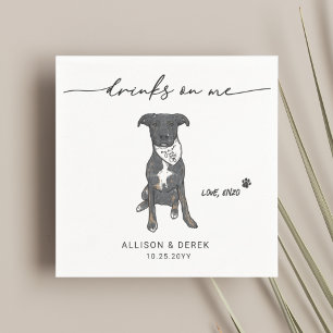 Cute Drinks on Me Pet Bandanna Dog Wedding  Napkin